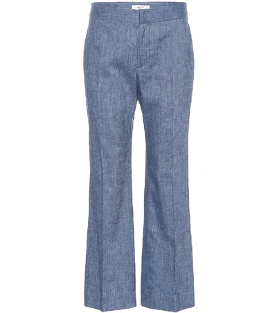 Shop Isabel Marant Étoile Oxy Linen-blend Flared Pants In Blue