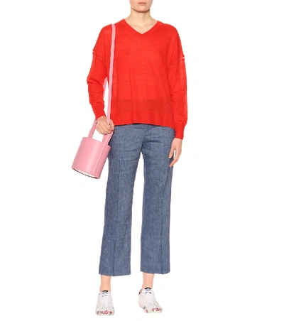 Shop Isabel Marant Étoile Oxy Linen-blend Flared Pants In Blue