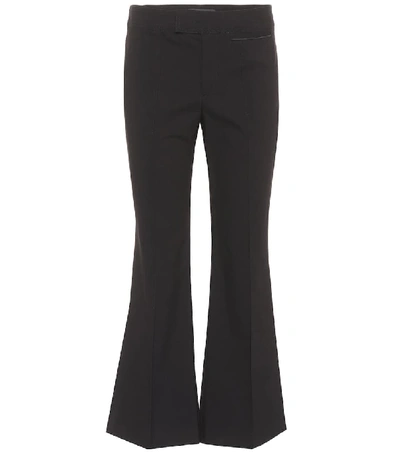 Shop Isabel Marant Lyre Flared Cotton-blend Trousers In Black