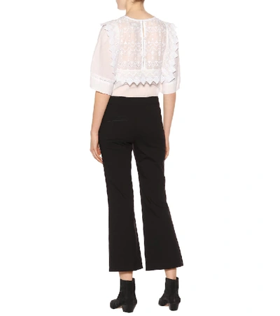 Shop Isabel Marant Lyre Flared Cotton-blend Trousers In Black