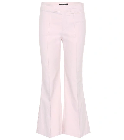 Shop Isabel Marant Lyre Flared Cotton-blend Trousers In Pink