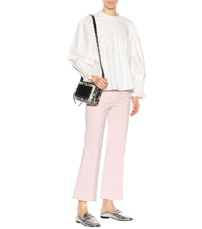 Shop Isabel Marant Lyre Flared Cotton-blend Trousers In Pink