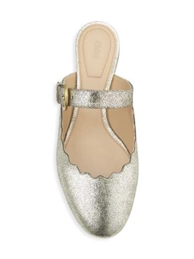 Shop Chloé Lauren Metallic Leather Mules In Silver