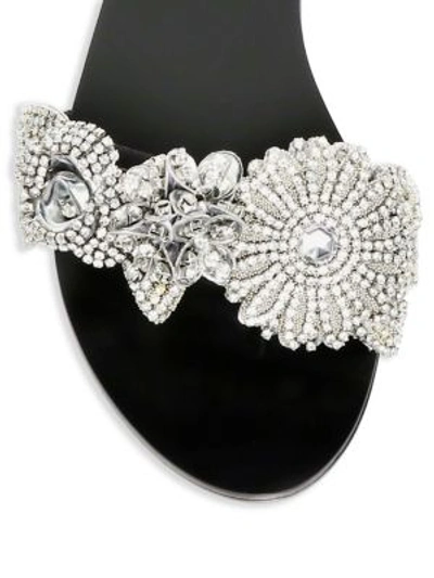 Shop Sophia Webster Lilico Crystal-embellished Leather Slides In Black Silver