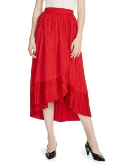 Shop Maje Jonette Pleated Skirt In Bright Red