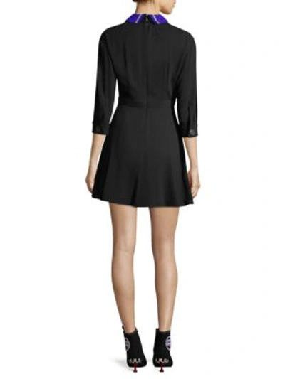 Shop Miu Miu Sable Ricamo Collar Mini Dress In Black