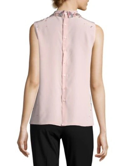 Shop Miu Miu Embroidered Button-back Blouse In Light Pink