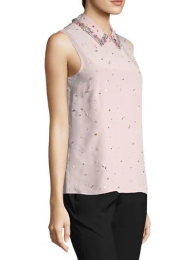 Shop Miu Miu Embroidered Button-back Blouse In Light Pink