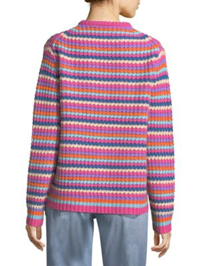Shop Marc Jacobs Stripe Cashmere Knit Sweater In Pink