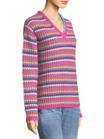 Shop Marc Jacobs Stripe Cashmere Knit Sweater In Pink