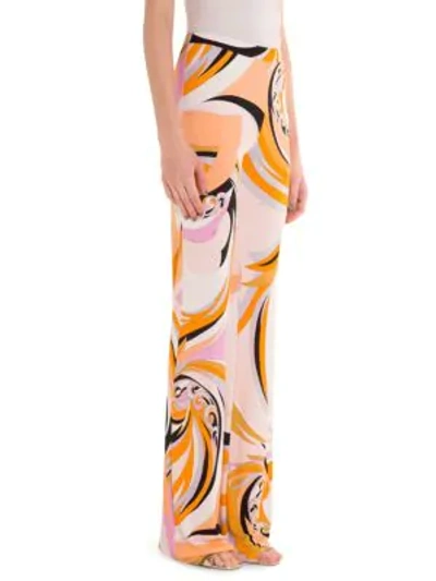 Shop Emilio Pucci Medium Jersey Slim-fit Palazzo Pants In Orange Parrot Print