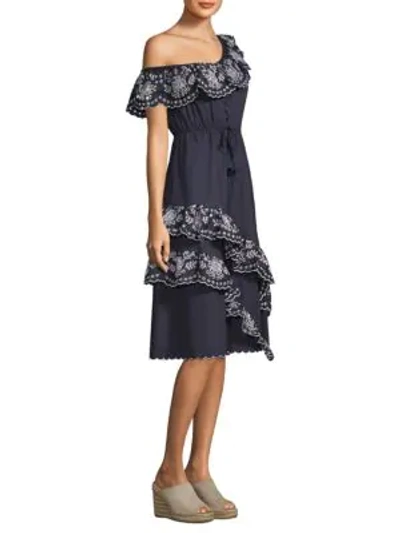 Shop Sea Alouette Ruffle Dress In Navy