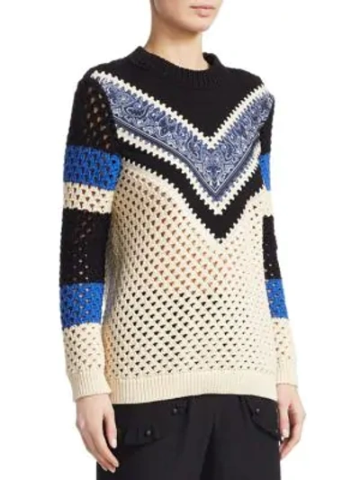 Shop Red Valentino Crochet Knit Sweater In Ecru