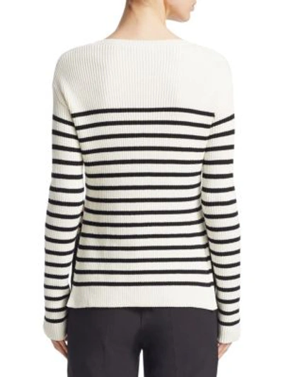 Shop Red Valentino Striped Heart Sweater In Ivory Black