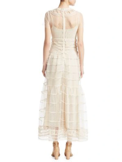 Shop Red Valentino Embroidered Mesh Dress In Ivory
