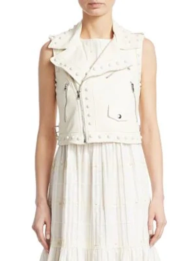 Shop Red Valentino Leather Vest In Ivory