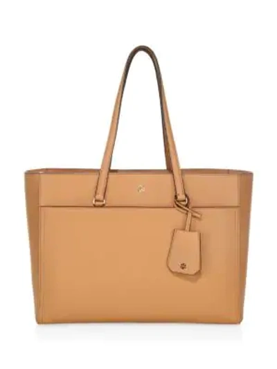 Shop Tory Burch Robinson Leather Tote In Tan