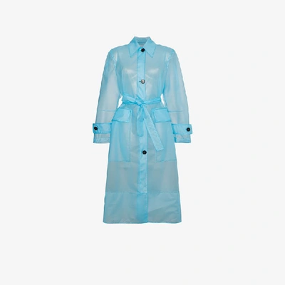 Shop Calvin Klein 205w39nyc Plastic Belted Trench Coat In Blue