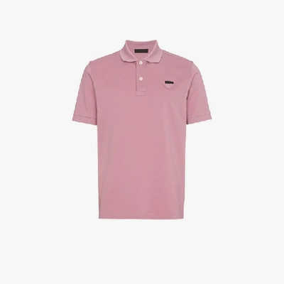 Shop Prada Slim Fit Polo Shirt In Pink&purple