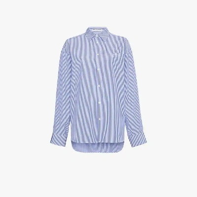 Shop Balenciaga Masculine Oversized Stripe Shirt In Blue