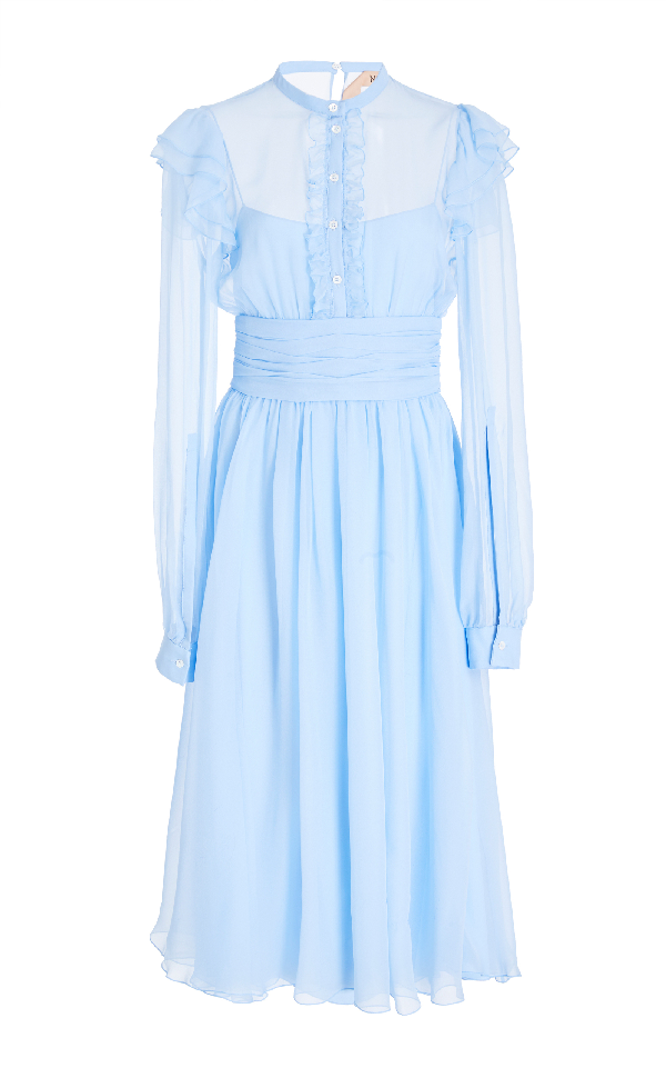 N°21 N°21 Anicee Chiffon Dress In Blue | ModeSens
