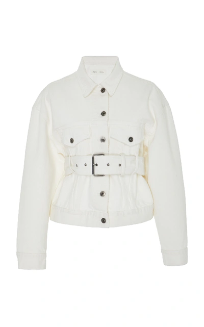 Shop Proenza Schouler Belted Denim Jacket In White