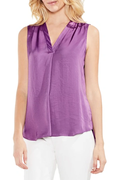 Shop Vince Camuto Sleeveless V-neck Rumple Blouse In Tulip