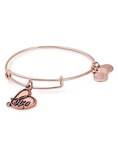 Shop Alex And Ani Love Expandable Wire Bangle In Rose Gold
