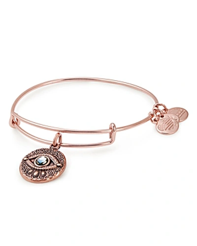 Shop Alex And Ani Evil Eye Expandable Wire Bangle In Rose Gold