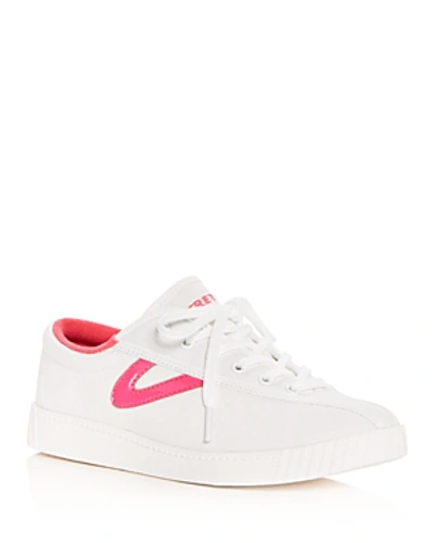 Shop Tretorn Women's Nylite Plus Lace Up Sneakers In Ivory/hot Pink