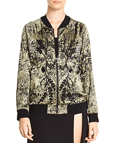 Shop Haute Hippie Crystal Ball Beaded Printed Bomber Jacket In Sand Camo