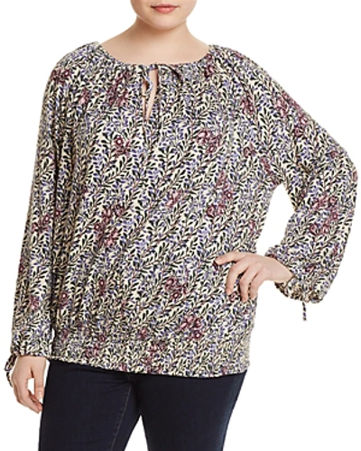 Shop Lucky Brand Plus Floral Smocked-waist Top In Multi