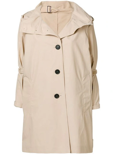 Shop Prada Hooded Trench Coat - Nude & Neutrals