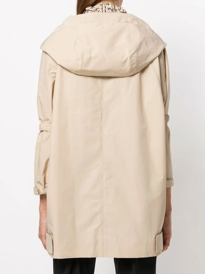 Shop Prada Hooded Trench Coat - Nude & Neutrals