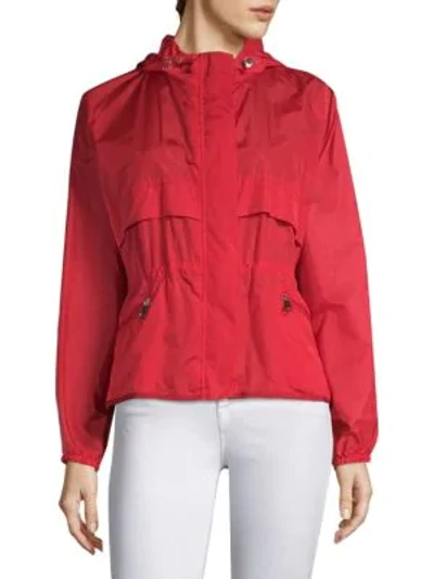 Shop Moncler Hooded Zip-front Jacket In Red