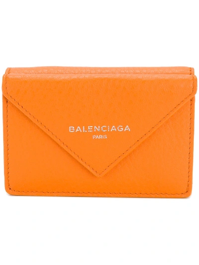 Shop Balenciaga Papier Mini Wallet In Yellow