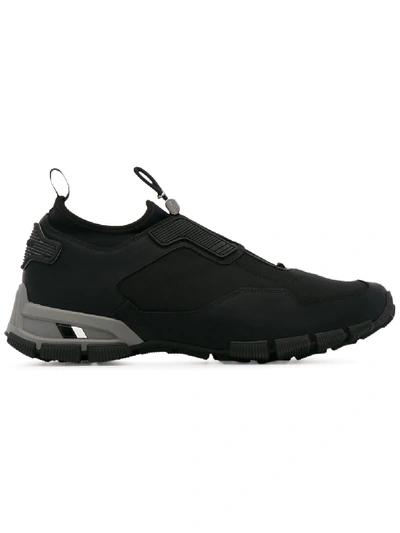 Shop Prada Trail Concealed Lace-up Sneakers - Black