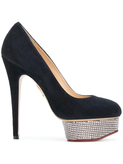 Shop Charlotte Olympia Dolly Pumps In 411 Indigo/argent