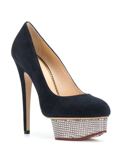 Shop Charlotte Olympia Dolly Pumps In 411 Indigo/argent