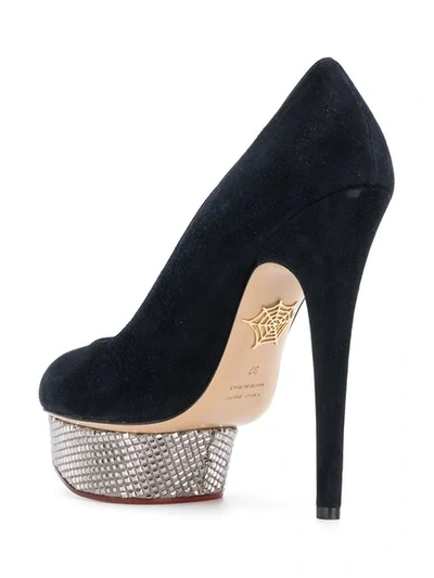 Shop Charlotte Olympia Dolly Pumps In 411 Indigo/argent