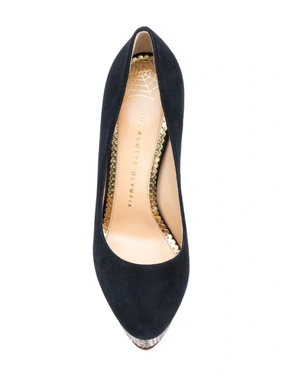 Shop Charlotte Olympia Dolly Pumps In 411 Indigo/argent