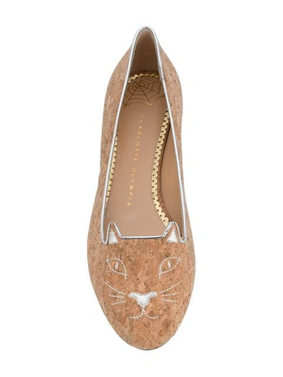 Shop Charlotte Olympia Kitty Vc Slippers In Brown