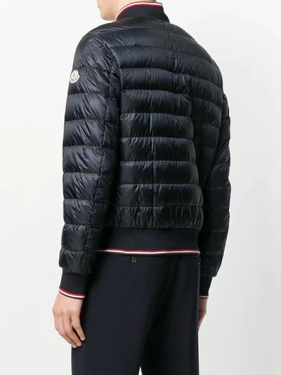 Shop Moncler Contrast Trim Bomber Jacket In Blue