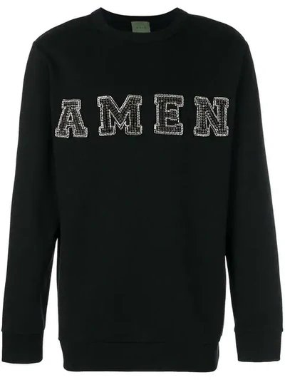 Shop Amen Embellished Logo Sweatshirt In Black