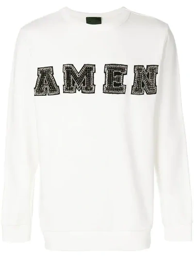 Shop Amen Embellished Logo Sweatshirt In White