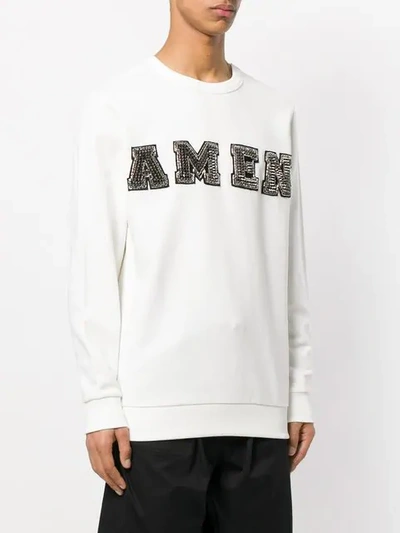 Shop Amen Embellished Logo Sweatshirt In White