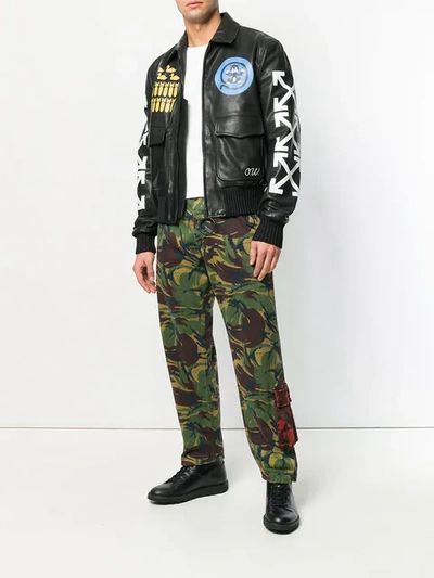 Shop Off-white Camouflage Logo Trousers In Green