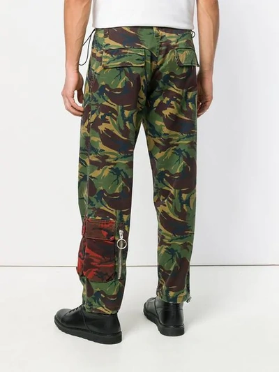 Shop Off-white Camouflage Logo Trousers In Green
