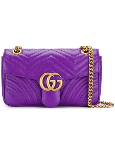 Shop Gucci Gg Marmont Matelassé Shoulder Bag - Purple