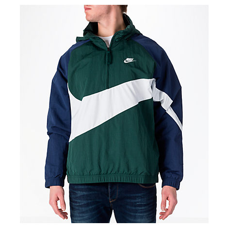 nike men's taping anorak teal pullover